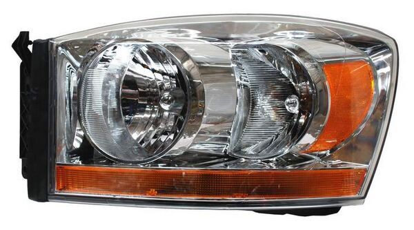 Faro Dodge Pickup 2006-2008 C/Franja Ambar Fondo Cromado TYC Izquierda