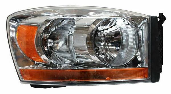 Faro Dodge Pickup 2006-2008 C/Franja Ambar Fondo Cromado TYC Derecha