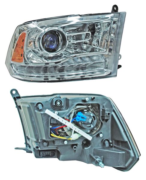 Faro Dodge Pickup 2013-2015 Fondo Cromado C/Luz De Dia TYC Derecha