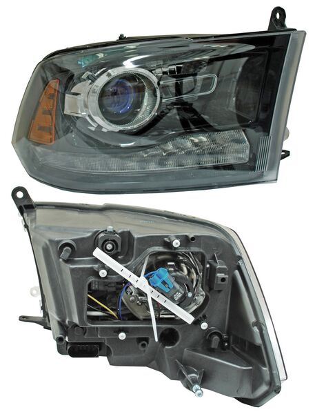 Faro Dodge Pickup 2013-2015 Fondo Negro C/Luz De Dia TYC Derecha