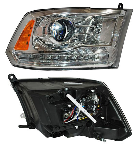 Faro Dodge Pickup 2016-2017 Fondo Cromado C/Luz De Dia TYC Derecha