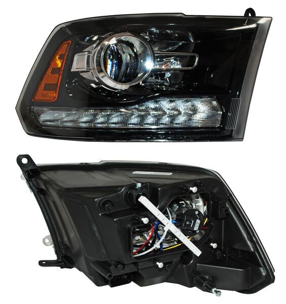 Faro Dodge Pickup 2016-2017 Fondo Negro C/Luz De Dia TYC Derecha