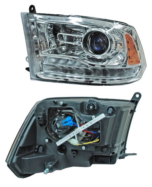 Faro Dodge Pickup 2013-2015 Fondo Cromado C/Luz De Dia TYC Izquierda