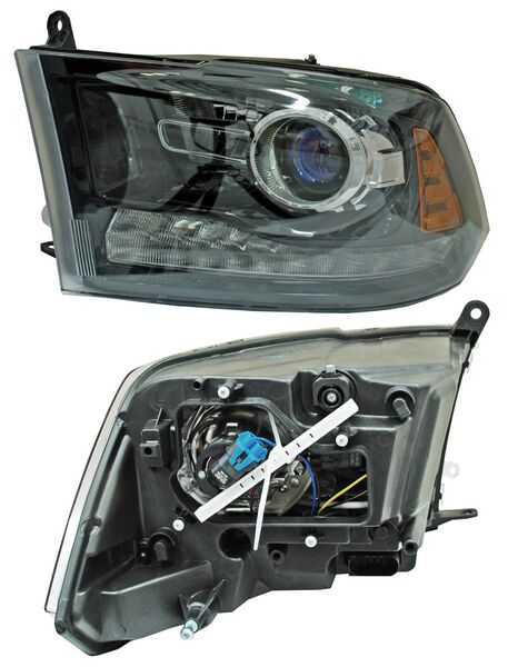 Faro Dodge Pickup 2013-2015 Fondo Negro C/Luz De Dia TYC Izquierda