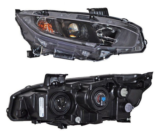 Faro Honda Civic 2019-2021 4P Fondo Negro TYC Nsf Derecha