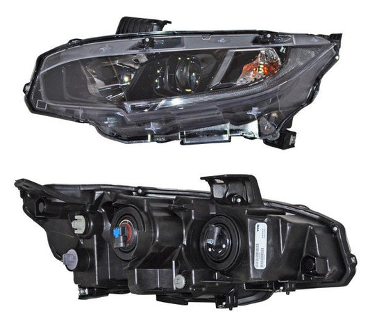 Faro Honda Civic 2019-2021 4P Fondo Negro TYC Nsf Izquierda